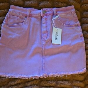 Zenana Outfitters Pink Denim Skirt